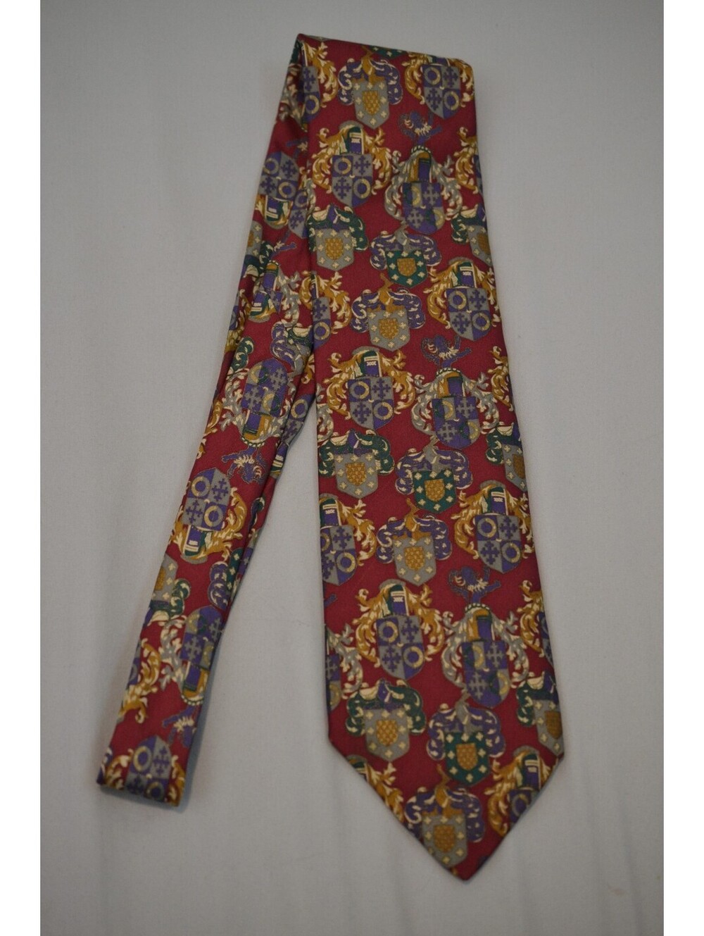 Vintage Metropolitan Museum of Art Silk Tie Heraldic Coat of Arms Burgundy